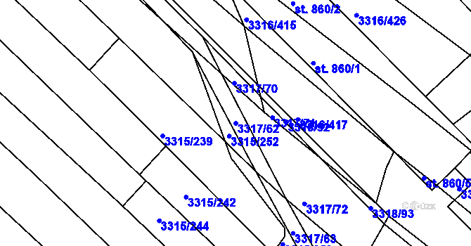 Parcela st. 3317/62 v KÚ Tvrdonice, Katastrální mapa