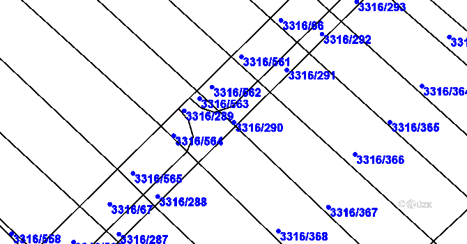 Parcela st. 3316/290 v KÚ Tvrdonice, Katastrální mapa