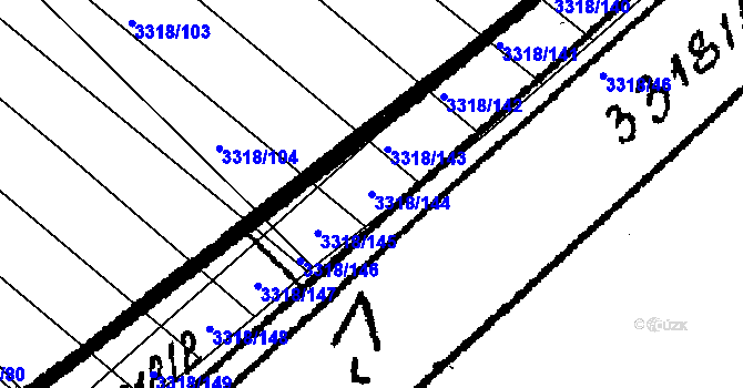 Parcela st. 3318/144 v KÚ Tvrdonice, Katastrální mapa