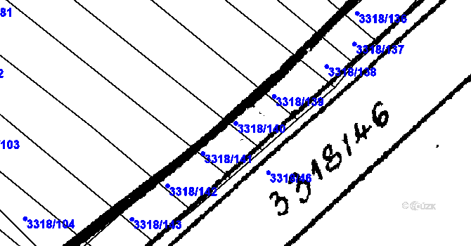 Parcela st. 3318/140 v KÚ Tvrdonice, Katastrální mapa