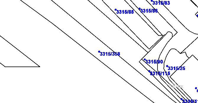Parcela st. 3315/358 v KÚ Tvrdonice, Katastrální mapa