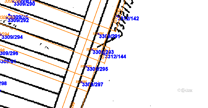 Parcela st. 3312/144 v KÚ Tvrdonice, Katastrální mapa