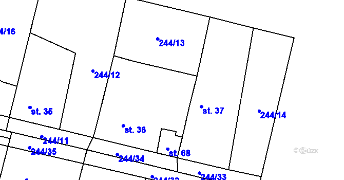 Parcela st. 244/13 v KÚ Selibice, Katastrální mapa