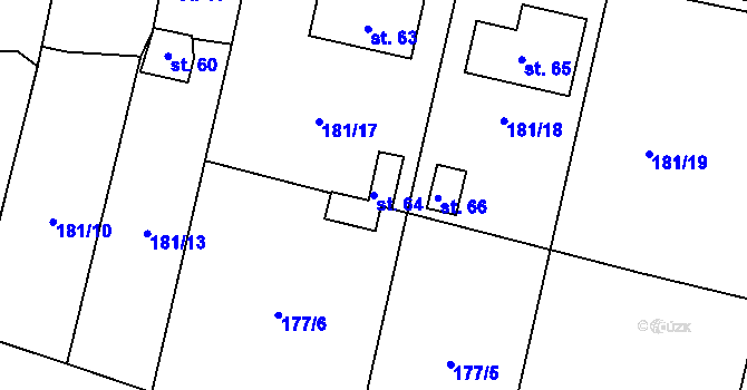Parcela st. 64 v KÚ Selibice, Katastrální mapa