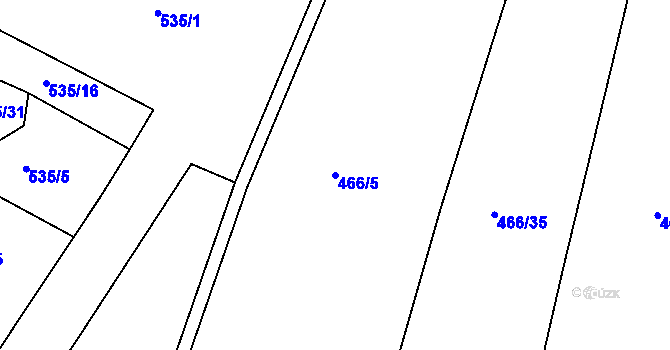 Parcela st. 466/5 v KÚ Tvršice, Katastrální mapa