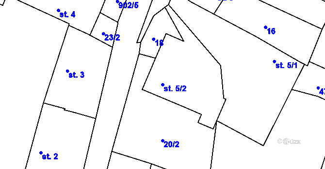 Parcela st. 5/2 v KÚ Bohunice u Tvrzic, Katastrální mapa