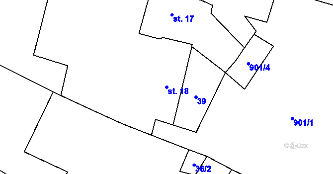 Parcela st. 18 v KÚ Bohunice u Tvrzic, Katastrální mapa