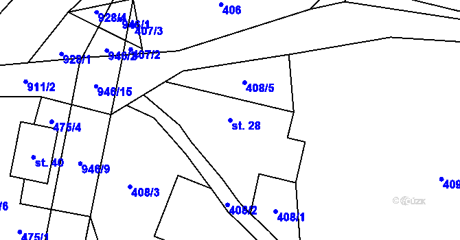 Parcela st. 28 v KÚ Bohunice u Tvrzic, Katastrální mapa