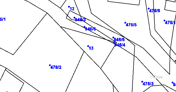 Parcela st. 13 v KÚ Bohunice u Tvrzic, Katastrální mapa