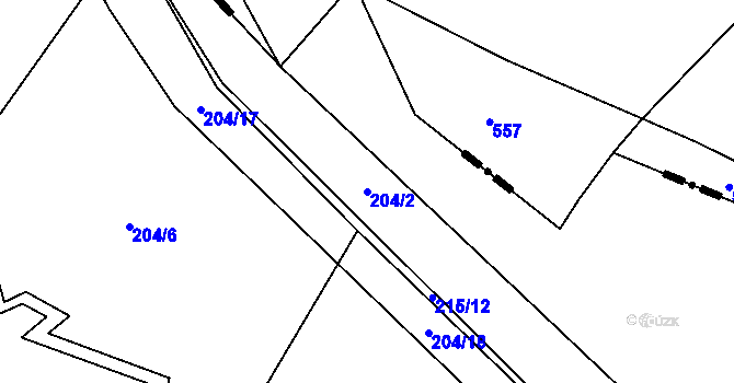 Parcela st. 204/2 v KÚ Bohunice u Tvrzic, Katastrální mapa