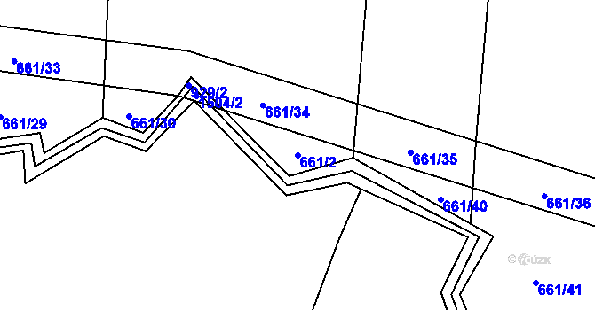 Parcela st. 661/2 v KÚ Bohunice u Tvrzic, Katastrální mapa