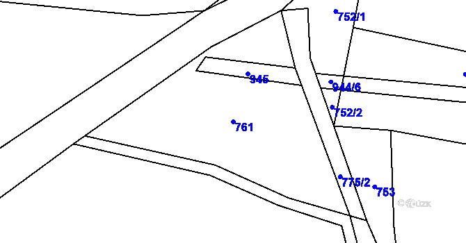 Parcela st. 761 v KÚ Bohunice u Tvrzic, Katastrální mapa