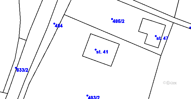 Parcela st. 41 v KÚ Bohunice u Tvrzic, Katastrální mapa