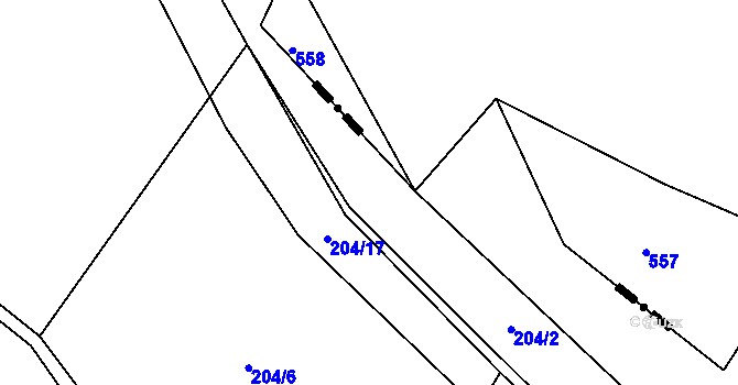 Parcela st. 204/4 v KÚ Bohunice u Tvrzic, Katastrální mapa