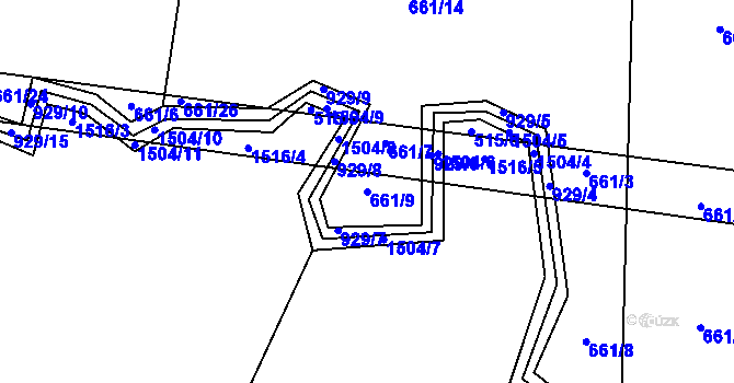 Parcela st. 661/9 v KÚ Bohunice u Tvrzic, Katastrální mapa