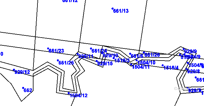 Parcela st. 929/10 v KÚ Bohunice u Tvrzic, Katastrální mapa