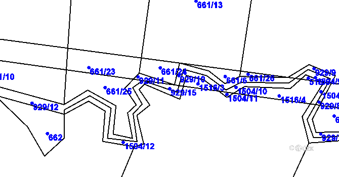 Parcela st. 929/15 v KÚ Bohunice u Tvrzic, Katastrální mapa