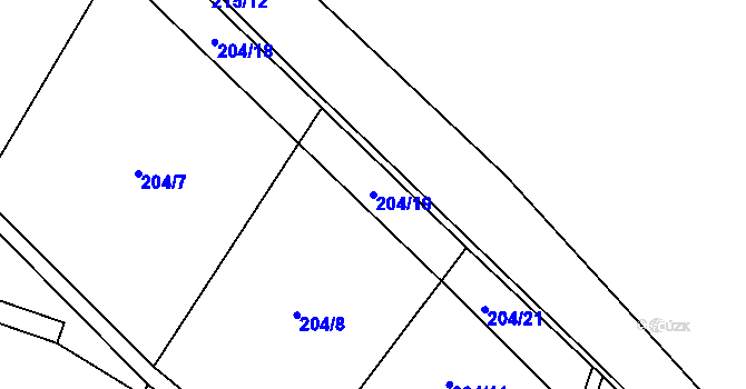 Parcela st. 204/19 v KÚ Bohunice u Tvrzic, Katastrální mapa