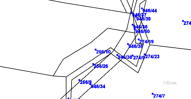 Parcela st. 256/10 v KÚ Bohunice u Tvrzic, Katastrální mapa