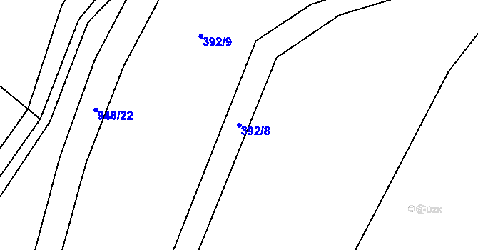 Parcela st. 392/8 v KÚ Bohunice u Tvrzic, Katastrální mapa
