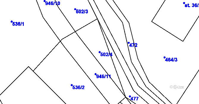 Parcela st. 502/4 v KÚ Bohunice u Tvrzic, Katastrální mapa
