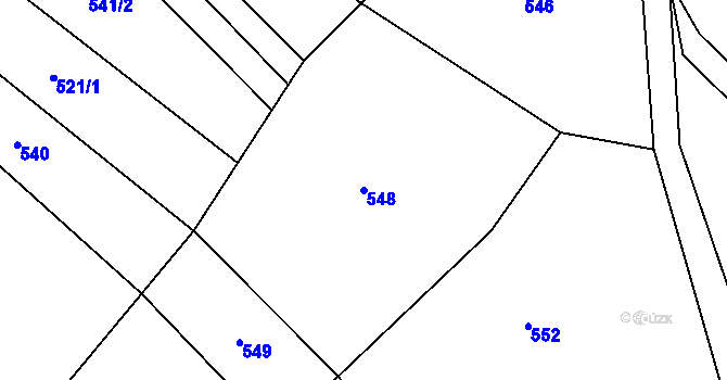 Parcela st. 548 v KÚ Bohunice u Tvrzic, Katastrální mapa