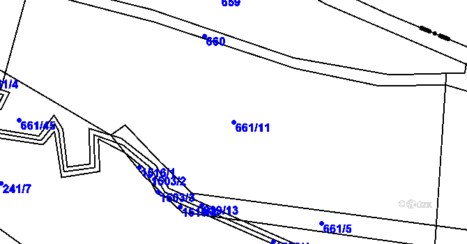 Parcela st. 661/11 v KÚ Bohunice u Tvrzic, Katastrální mapa