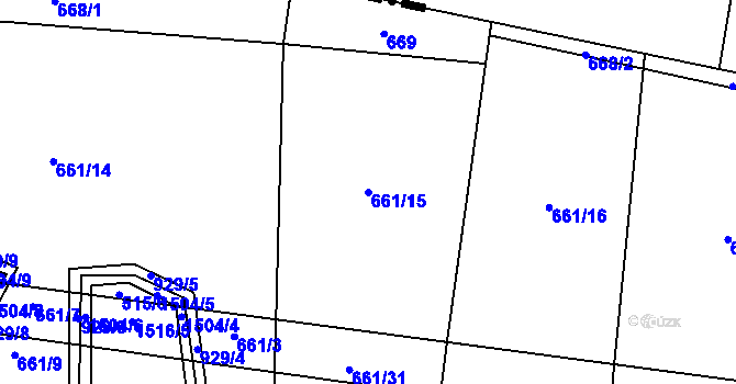 Parcela st. 661/15 v KÚ Bohunice u Tvrzic, Katastrální mapa