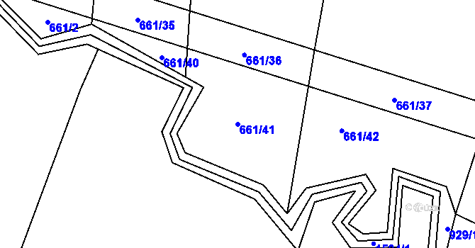 Parcela st. 661/41 v KÚ Bohunice u Tvrzic, Katastrální mapa