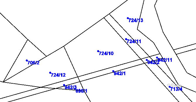 Parcela st. 724/10 v KÚ Bohunice u Tvrzic, Katastrální mapa