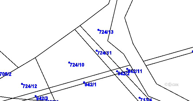 Parcela st. 724/11 v KÚ Bohunice u Tvrzic, Katastrální mapa