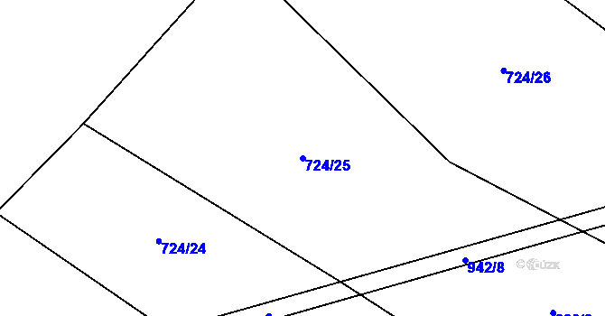 Parcela st. 724/25 v KÚ Bohunice u Tvrzic, Katastrální mapa