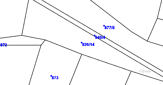 Parcela st. 826/14 v KÚ Bohunice u Tvrzic, Katastrální mapa