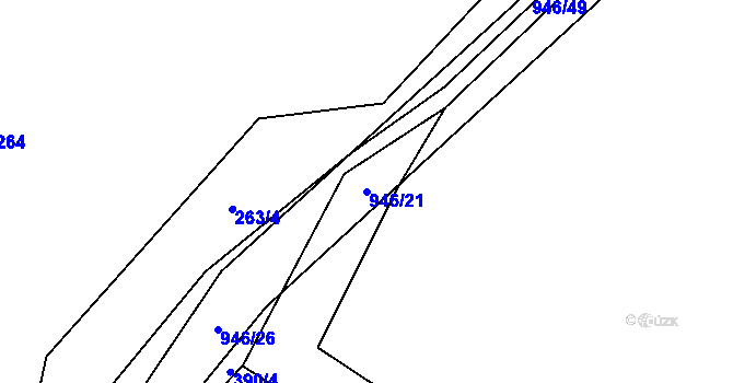 Parcela st. 946/21 v KÚ Bohunice u Tvrzic, Katastrální mapa