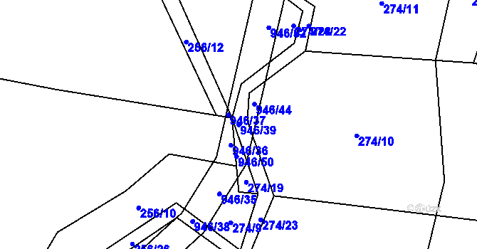 Parcela st. 946/39 v KÚ Bohunice u Tvrzic, Katastrální mapa