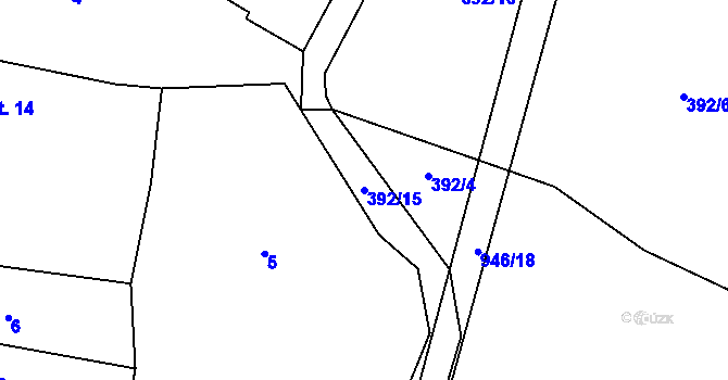 Parcela st. 392/15 v KÚ Bohunice u Tvrzic, Katastrální mapa