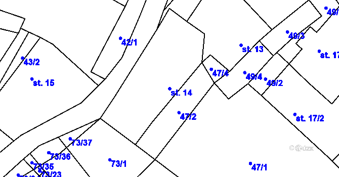 Parcela st. 14 v KÚ Tvrzice, Katastrální mapa