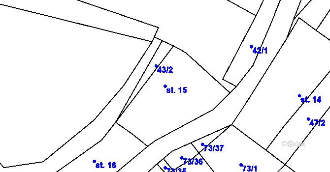 Parcela st. 15 v KÚ Tvrzice, Katastrální mapa
