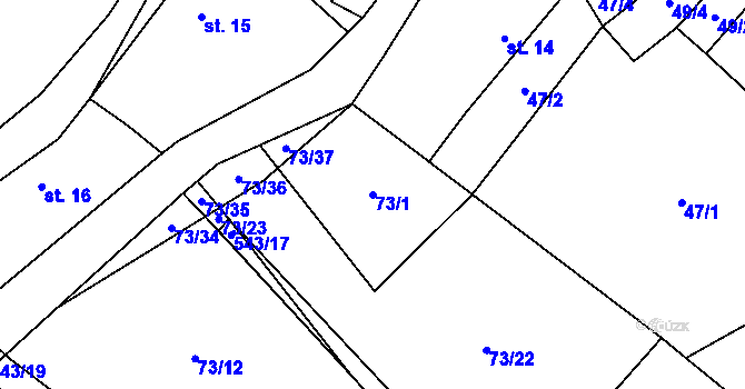 Parcela st. 73/1 v KÚ Tvrzice, Katastrální mapa