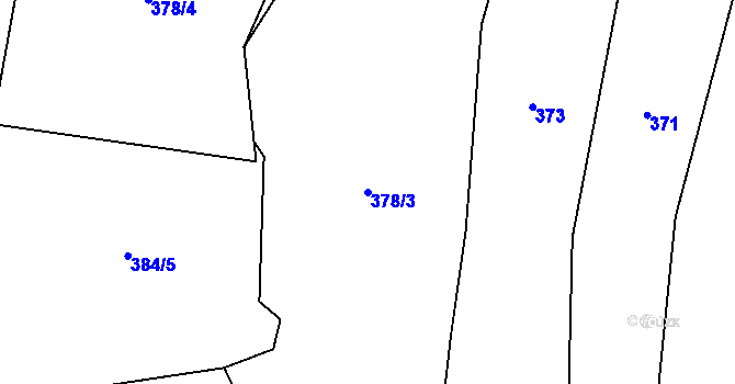 Parcela st. 378/3 v KÚ Tvrzice, Katastrální mapa