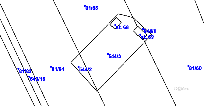 Parcela st. 544 v KÚ Tvrzice, Katastrální mapa