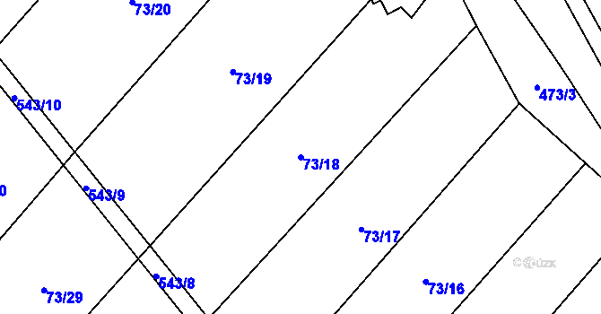 Parcela st. 73/18 v KÚ Tvrzice, Katastrální mapa