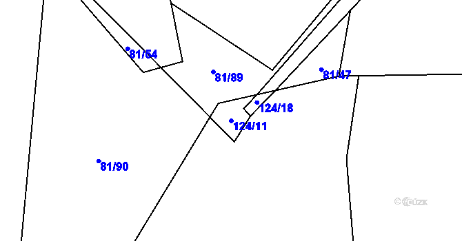 Parcela st. 124/11 v KÚ Tvrzice, Katastrální mapa