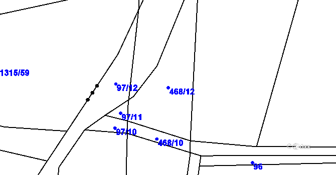 Parcela st. 468/12 v KÚ Tvrzice, Katastrální mapa