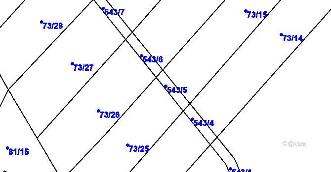 Parcela st. 543/5 v KÚ Tvrzice, Katastrální mapa