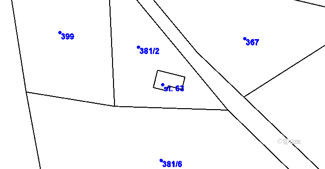 Parcela st. 63 v KÚ Újezdec u Tvrzic, Katastrální mapa