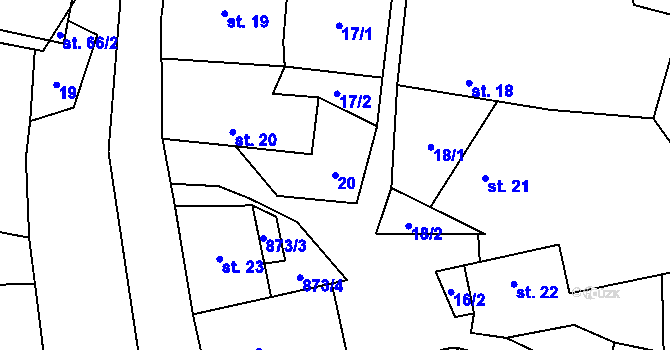 Parcela st. 20 v KÚ Újezdec u Tvrzic, Katastrální mapa
