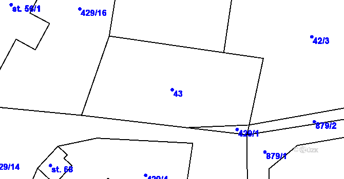 Parcela st. 43 v KÚ Újezdec u Tvrzic, Katastrální mapa