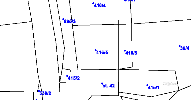 Parcela st. 416/5 v KÚ Újezdec u Tvrzic, Katastrální mapa