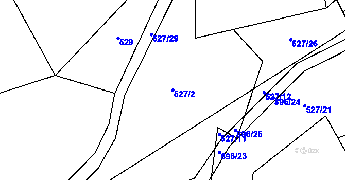 Parcela st. 527/2 v KÚ Újezdec u Tvrzic, Katastrální mapa